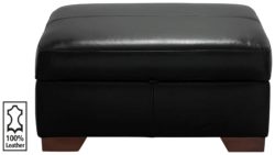 Heart of House - Eton - Leather Footstool - Black